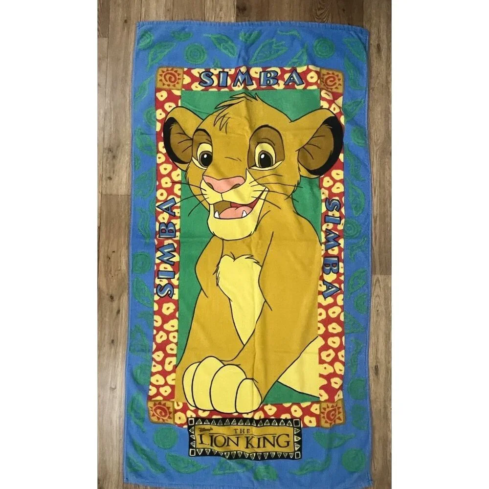 Vintage Franco Disney Lion King Simba All Cotton Beach Bath Towel 30x58